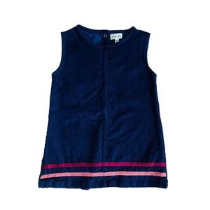 Lily & Sid Courdroy Girls 18M Dress Navy with Butterfly Emblem Button Up